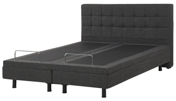 Polohovateľná posteľ tmavosivá čalúnená 160 x 200 cm elektrické nastavenie roštu a opierky hlavy