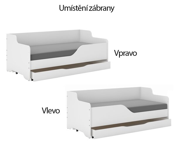 MAXMAX Detská posteľ LOLA - STAVEBNÉ STROJE 160x80 cm - grafika na bočnici