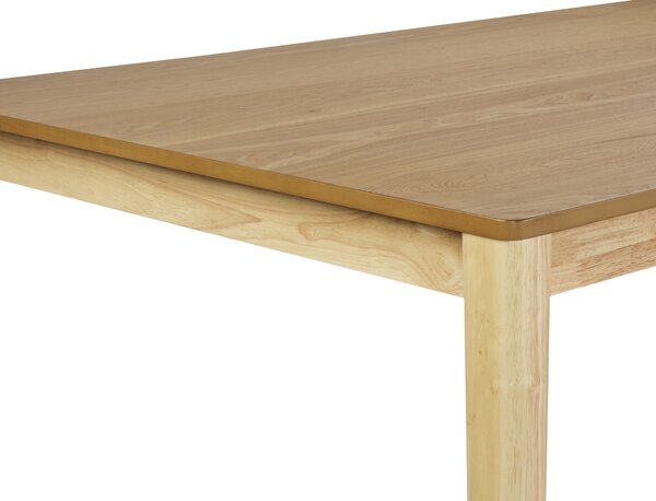 Jedálenský stôl prírodný jaseň MDF 200 x 100 cm nohy z kaučukového dreva dyhovaná doska prírodná povrchová úprava minimalistický štýl