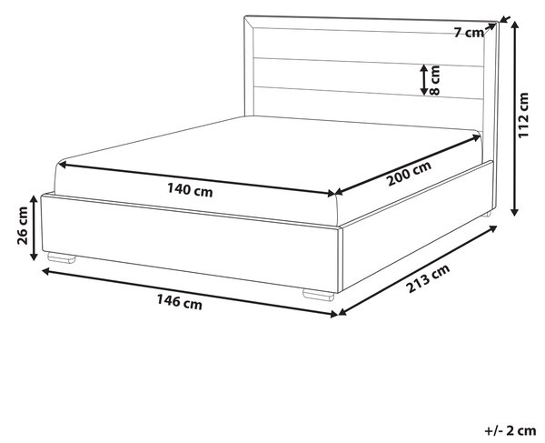 Posteľ svetlobéžová látkové čalúnenie polyester 140 x 200 cm čalúnené čelo lamelový rošt moderný štýl spálňa
