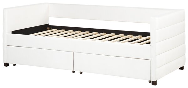 Posteľ krémová biela zamatové čalúnenie jednolôžko 90 x 200 cm lamelový rošt zásuvky úložný priestor moderný štýl