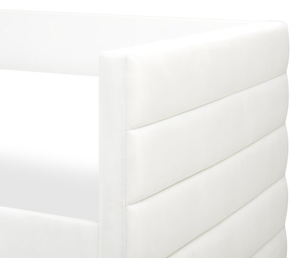 Posteľ krémová biela zamatové čalúnenie jednolôžko 90 x 200 cm lamelový rošt zásuvky úložný priestor moderný štýl