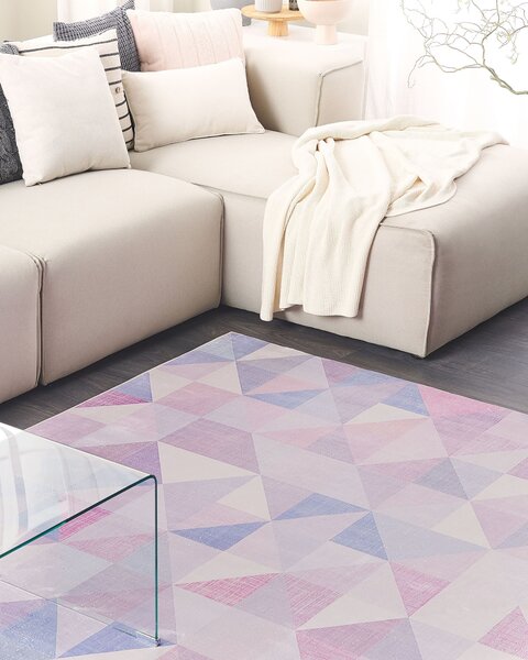Koberec sivý a modrý 160 x 230 cm obdĺžnikový s geometrickým trojuholníkovým vzorom moderný