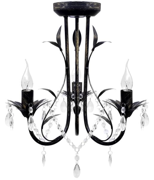 Čierny kovový luster s krištálikmi v štýle Art Noveau