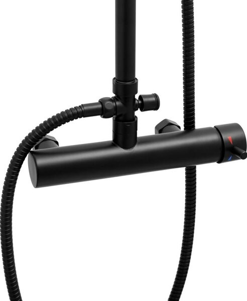 Erga Bergen, sprchová súprava s dažďovou hlavicou 25cm, čierna matná, ERG-YKA-BP.BERGEN 25 BLK