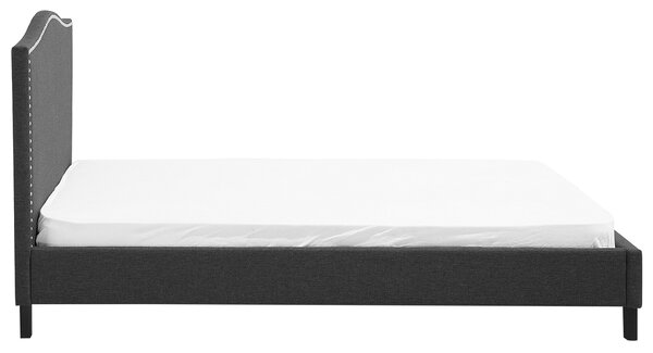 Posteľ sivá látkové čalúnenie 180 x 200 cm čelo s lemovaním s roštom klasický štýl