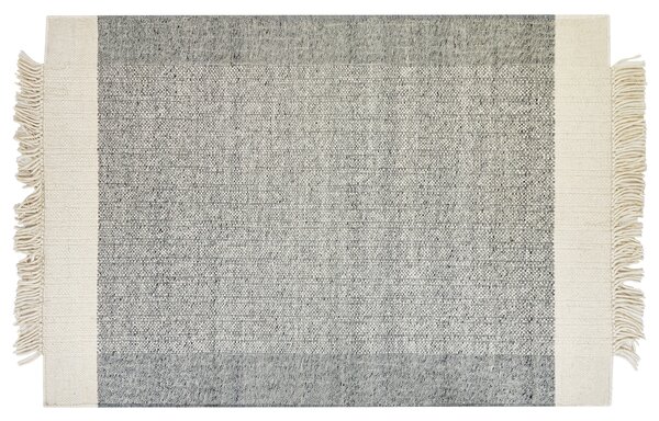 Koberec sivá a krémová biela 160 x 230 cm obdĺžnikový ručne tkaný so strapcami moderný dizajn