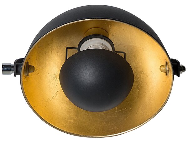 Nástenná lampa čierna a zlatá kovová dvojfarebné tienidlo industriálny dizajn