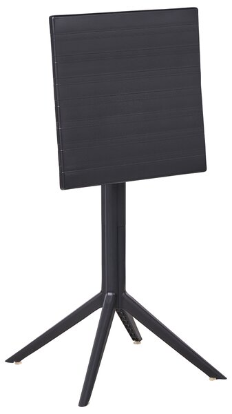 Bistro stolík čierny syntetický materiál 60 x 60 cm sklopná stolová doska vonkajší odolný stôl na balkón