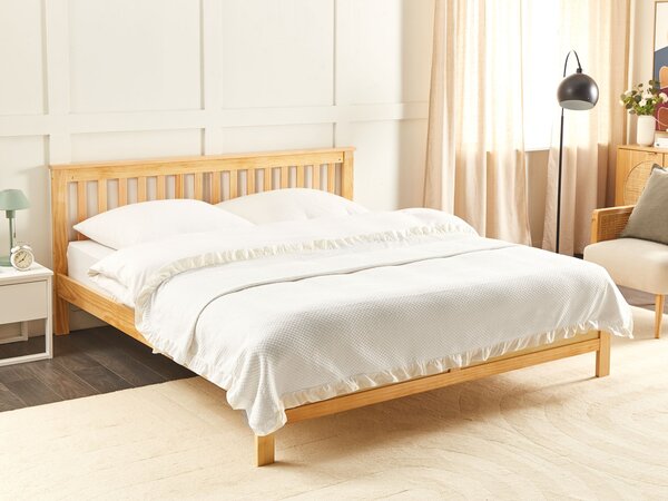 Deka biela bavlnená 200 x 220 cm posteľná prikrývka s ozdobným volánom spálňa