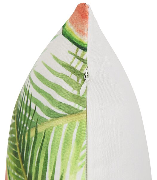 Sada 2 záhradných vankúšov zelená viacfarebná polyester 45 x 45 cm štvorcový tvar kvetovaný vzor moderný štýl odolnosť voči UV exteriér