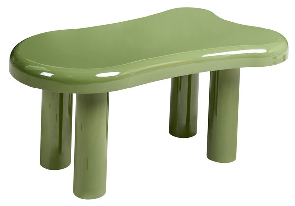 Konferenčný stolík zelený MDF materiál 93 x 60 x 44 cm oválna vrchná doska obývacia izba moderný minimalistický štýl