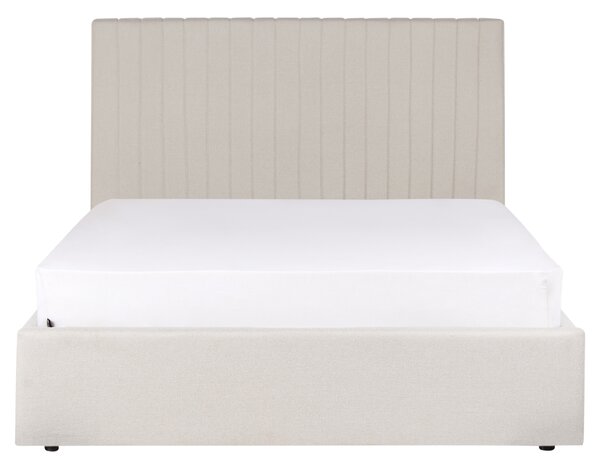 Posteľ s úložným priestorom béžový polyester 140 x 200 cm vysoké prešívané čelo nábytok do spálne