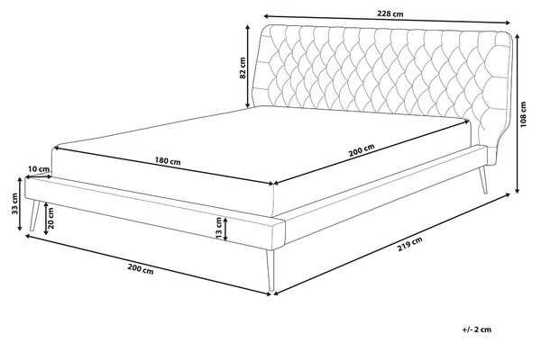 Posteľ sivá umelá koža 180 x 200 cm čalúnený rám postele s roštom prešívané čelo moderný dizajn