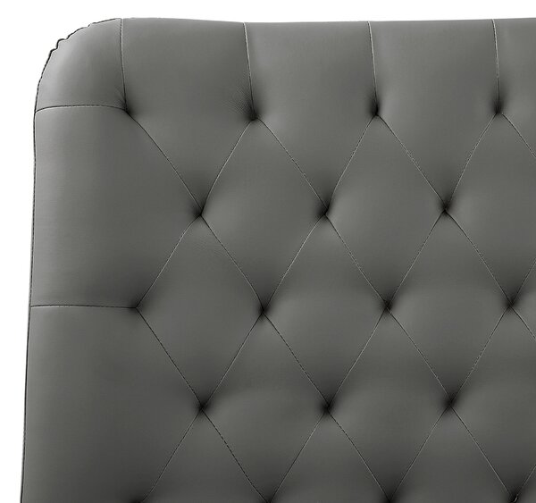 Posteľ sivá umelá koža 180 x 200 cm čalúnený rám postele s roštom prešívané čelo moderný dizajn