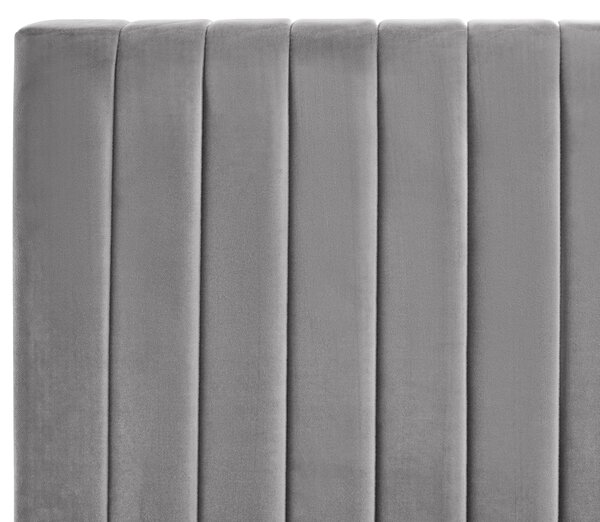 Posteľ s úložným priestorom sivý zamat 120 x 200 cm vysoké prešívané čelo nábytok do spálne