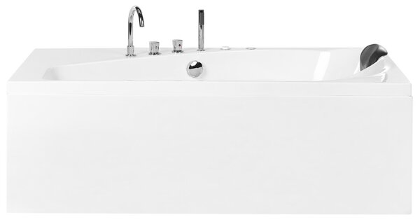 Vírivá vaňa biela akrylát 175 x 80 cm obdĺžnikový tvar pre 1 osobu s LED osvetlením hydromasážne trysky pravostranná moderný štýl kúpeľňa