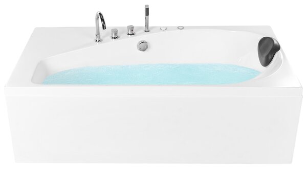 Vírivá vaňa biela akrylát 175 x 80 cm obdĺžnikový tvar pre 1 osobu s LED osvetlením hydromasážne trysky pravostranná moderný štýl kúpeľňa