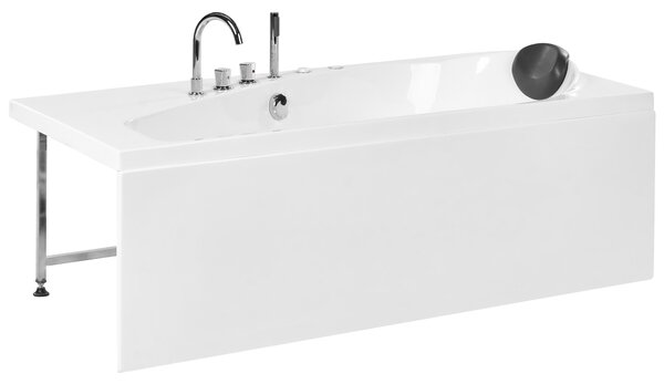 Vírivá vaňa biela akrylát 175 x 80 cm obdĺžnikový tvar pre 1 osobu s LED osvetlením hydromasážne trysky pravostranná moderný štýl kúpeľňa