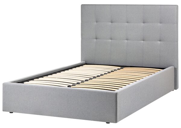 Posteľ sivé látkové čalúnenie 120 x 200 cm s úložným priestorom čalúnený rám vysoké čelo moderný dizajn