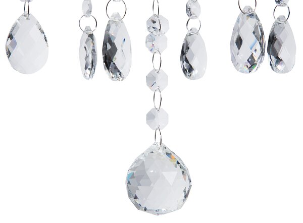 Luster strieborný kov so sklenenými kryštály 5-plameňovo benátsky glamour štýl priehľadný