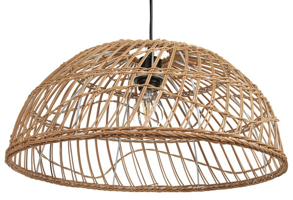 Závesná lampa prírodná béžová otvorené ratanové tienidlo boho dizajn osvetlenie do interiéru
