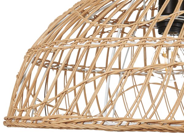 Závesná lampa prírodná béžová otvorené ratanové tienidlo boho dizajn osvetlenie do interiéru