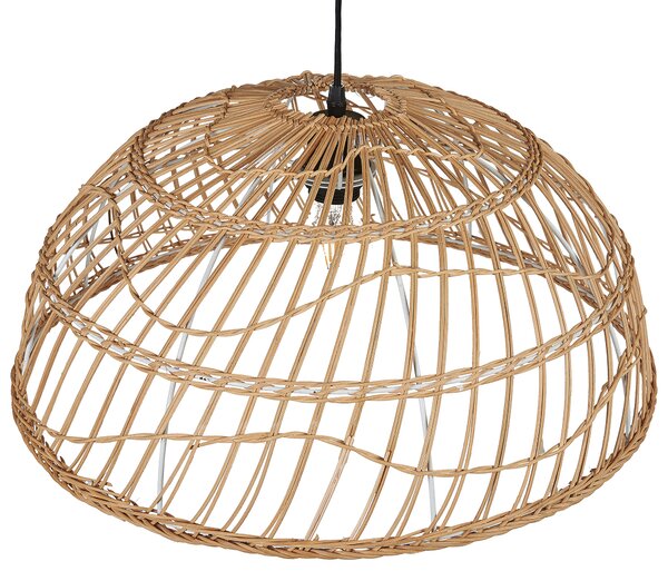 Závesná lampa prírodná béžová otvorené ratanové tienidlo boho dizajn osvetlenie do interiéru
