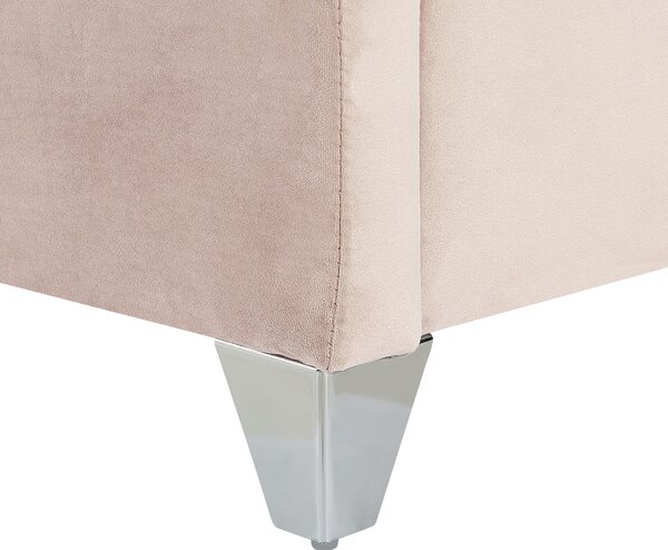 Posteľ ružová zamatové čalúnenie 180 x 200 cm prešívané čelo lamelový rošt glamour dizajn