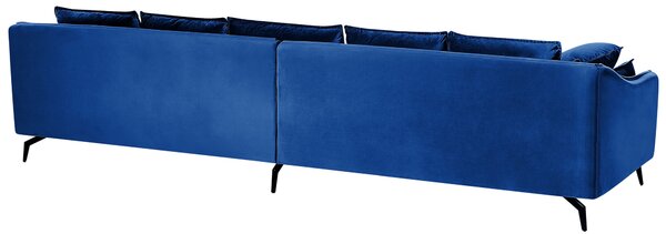 Pohovka námornícka modrá zamatová 4-miestna moderný glamour nábytok do obývacej izby