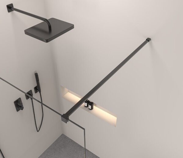 Erga Paris, stabilizačná vzpera pre sprchové zásteny s hrúbkou skla 8mm, dĺžka max. 150cm, čierna matná, ERG-V02-PARIS-BAR-BK