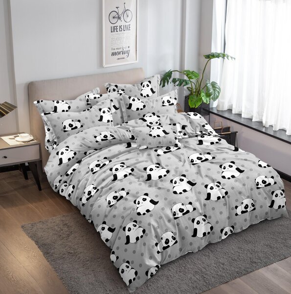 Obliečky z mikrovlákna PANDA sivé Rozmer obliečky: 70 x 80 cm | 140 x 200 cm