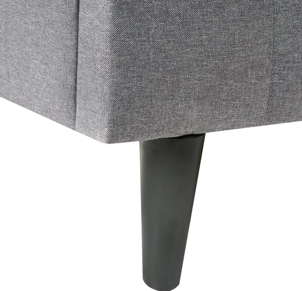 Posteľ tmavosivá látková čalúnená 180 x 200 cm čalúnené čelo s LED USB port moderný dizajn
