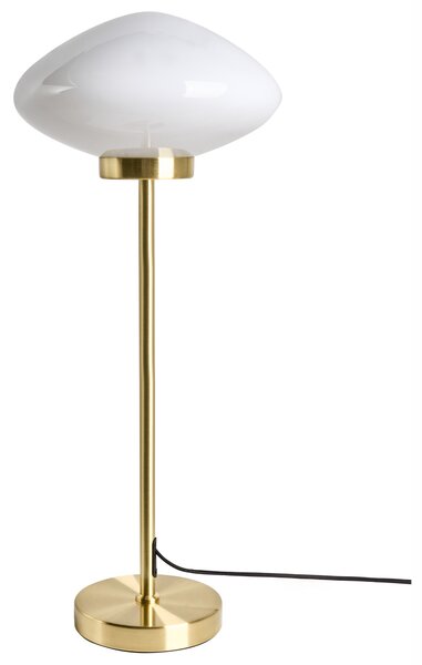 Stolná lampa zlatá železná kovový podstavec biele sklenené tienidlo moderný štýl obývacia izba spálňa