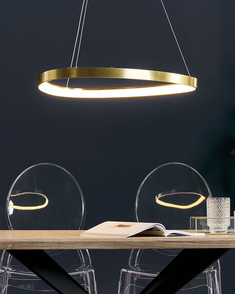 Závesná lampa zlatá kovová integrované LED svetlo moderný okrúhly dizajn elegantné osvetlenie