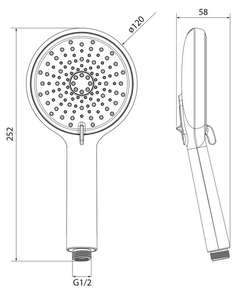 Sapho Sapho, Ručná masážná sprcha, 4 režimy, priemer 120mm, ABS/čierna mat, 1204-51B