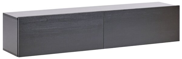Závesná skrinka pod TV čierna 140 cm tv stolík na stenu minimalistický dizajn obývacia izba