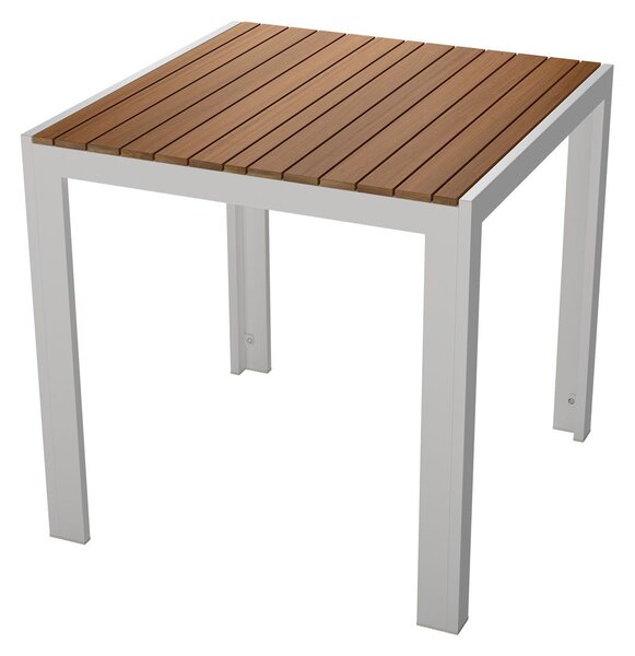 FLORABEST® Hliníkový stôl s doskou z eukalyptového dreva, 75 x 75 cm (100320525)