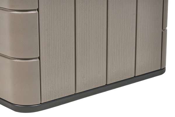Záhradný úložný box hnedý plast 116 x 60 cm s držadlami na vonkajšie textílie exteriér