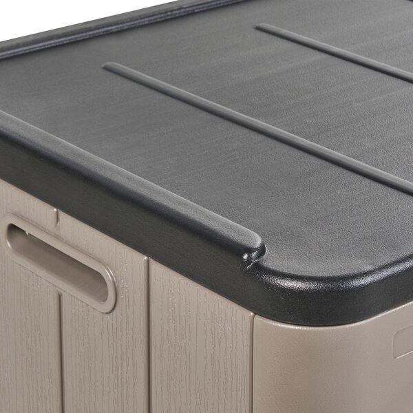 Záhradný úložný box hnedý plast 116 x 60 cm s držadlami na vonkajšie textílie exteriér