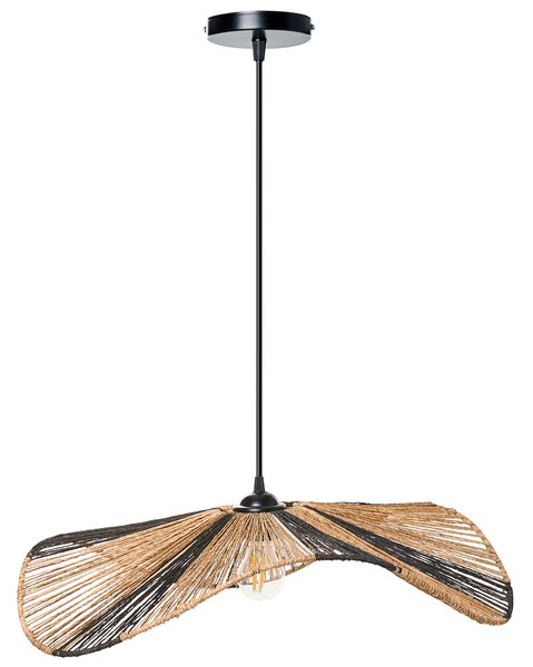 Závesná lampa prírodná juta pletená otvorená konštrukcia ručná výroba boho štýl osvetlenie obývacia izba jedáleň