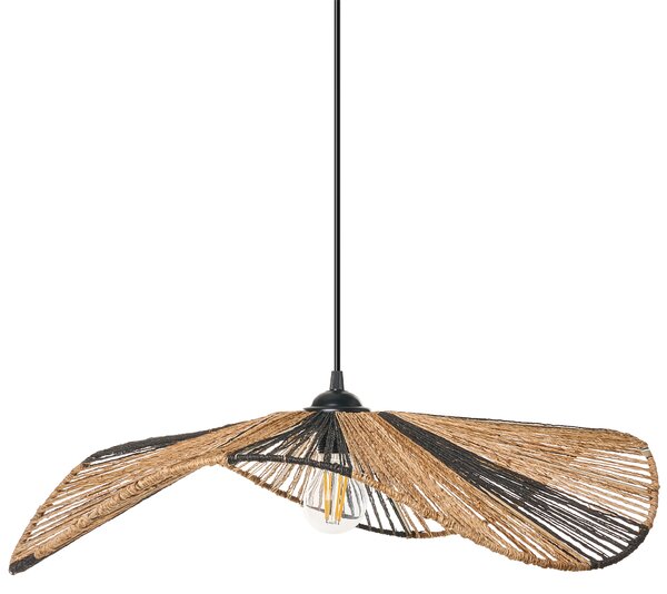 Závesná lampa prírodná juta pletená otvorená konštrukcia ručná výroba boho štýl osvetlenie obývacia izba jedáleň