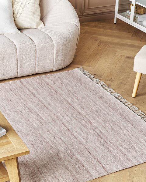 Koberec svetločervený recyklovaný syntetický materiál 160 x 230 cm so strapcami interiér exteriér