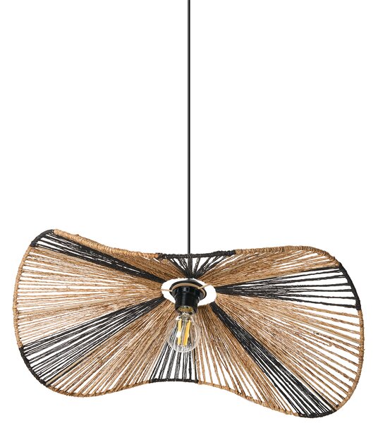 Závesná lampa prírodná juta pletená otvorená konštrukcia ručná výroba boho štýl osvetlenie obývacia izba jedáleň