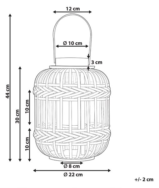Lampáš na sviečku z čierneho bambusového dreva 30 cm so skleneným držiakom na sviečku boho štýl interiér