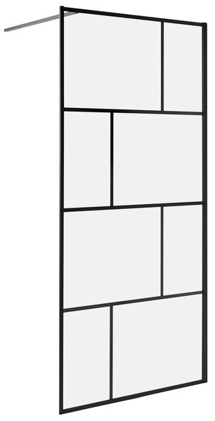 Sprchová zástena čierna tvrdené sklo hliníkový rám 90 x 195 cm moderný štýl kúpeľňa