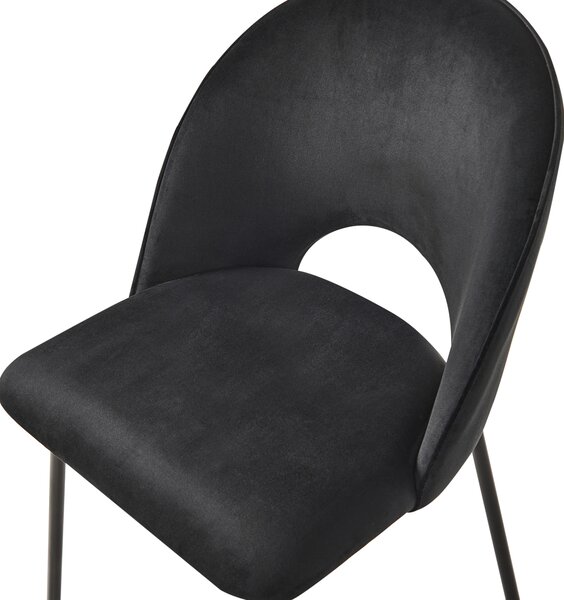 Sada 2 jedálenských stoličiek čierne zamatové čalúnenie čierne nohy retro glamour
