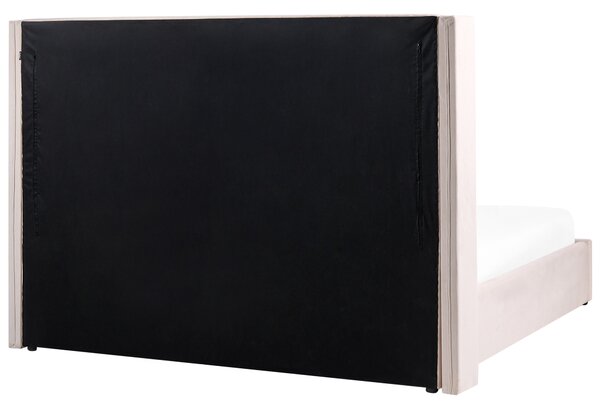 Posteľ s úložným priestorom krémová biela zamatová čalúnená 180 x 200 cm prešívané čelo elegantný glamour dizajn