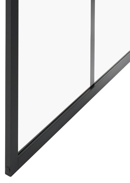 Sprchová zástena čierna tvrdené sklo hliníkový rám 90 x 195 cm moderný štýl kúpeľňa
