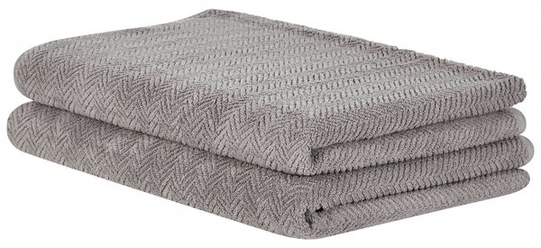 Sada 2 uterákov sivá froté bavlna 100 x 150 cm vzor chevron osuška klasický moderný štýl kúpeľňa